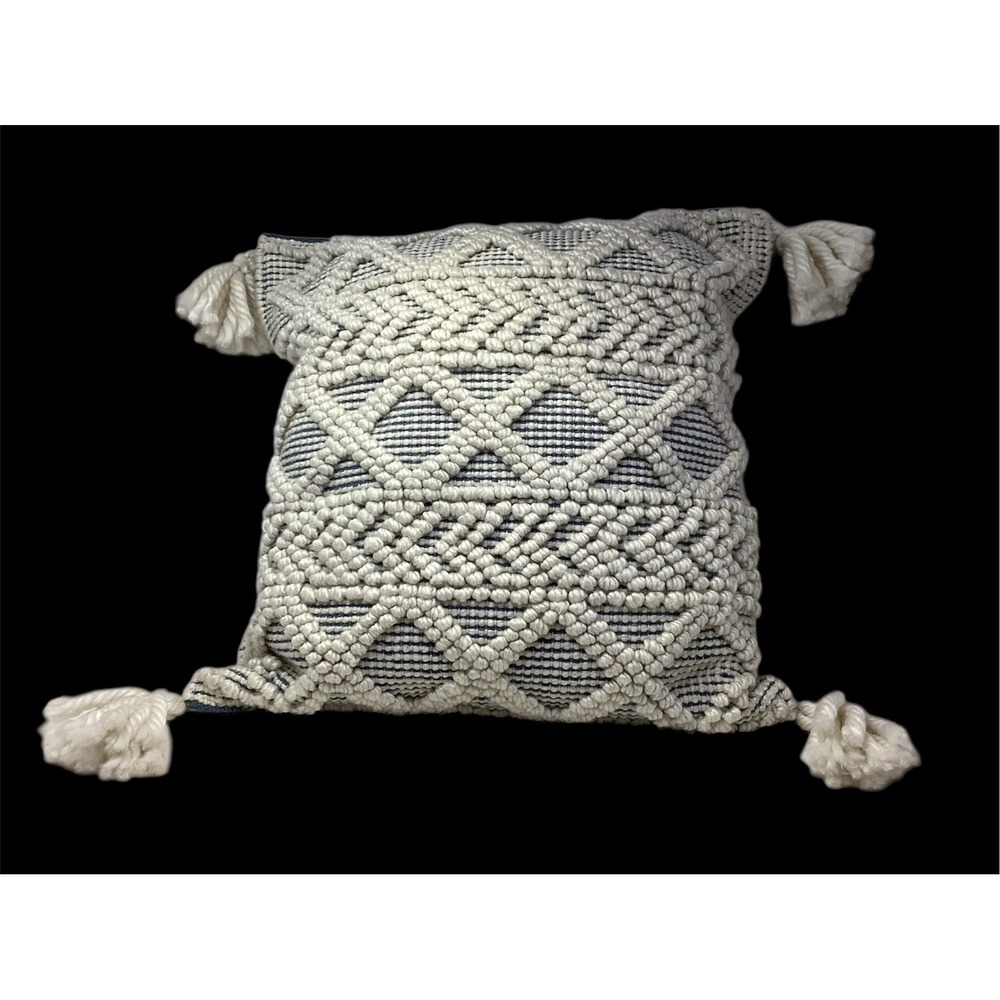 Magnolia Homes By Joanna Gaines Tate 22"Square Throw Pillow Macrame Blue /Cream